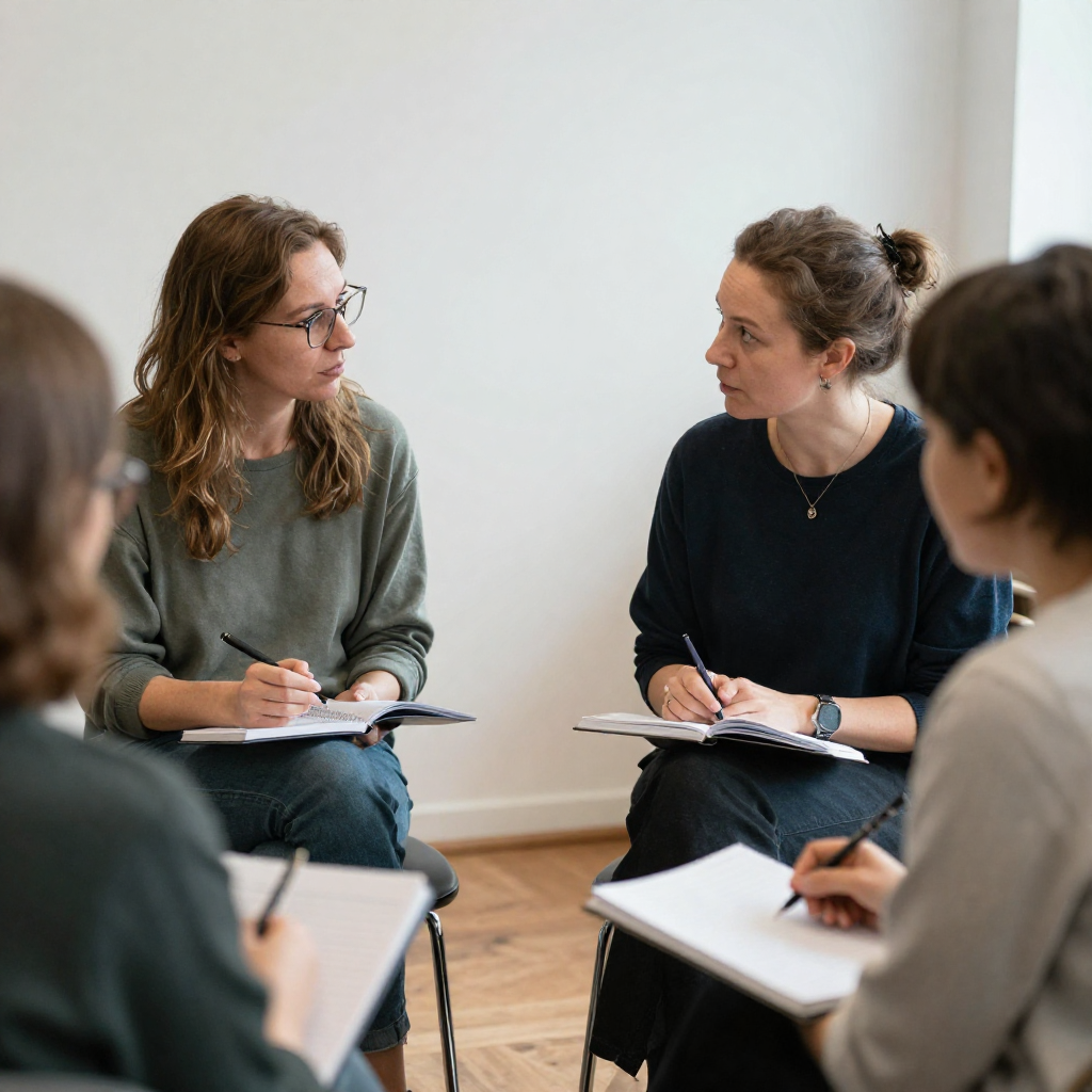 Bild einer Supervision mit mehreren Menschen